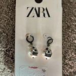 ZARA  Skull Drop Earrings – Black Hoop Halloween Gothic Style NWT Photo 0