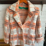 Soft Surroundings  Briony Soft Plaid Orange White Collared Sweater Jacket Size‎ S Photo 0