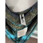 NEW Metallic Teal Gold Halter Neck Crisscross Cutout Maxi Formal Dress Small Photo 4