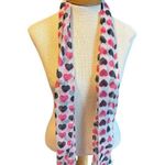 Heart Print Womens Polyester Scarf In Pink & Black With Lightweight Design Photo 0