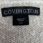 Covington  Size L Gold Metallic 3/4 Sleeve Crew Neck Sweater Cream Textured Front Photo 7