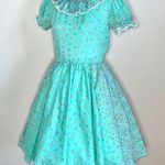 70s Vintage Prairie Swing Dress Green Photo 2