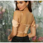Oh Polly NWT breathless Off The Shoulder Cowl Neck Corset Crop Top In Beige Photo 4