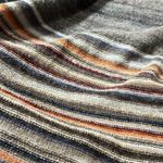 Free People  Latitude 30 Wrap Poncho Shawl Gray Fringe Sweater Stripe VGUC Photo 2