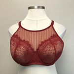 Cacique High Neck Red Lace Balconette Bra - Size 44DDD Photo 0