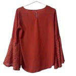 Takara  Womens Blouse Crocheted Boho Long Bell Sleeve Top Size Small Peasant‎ Photo 1