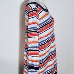 kim rogers  Stripe Boatneck Tee Size Large Preppy Red and Blue Stripe Top Photo 3