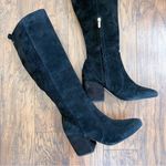 Sam Edelman • Thora Knee Boots black suede leather tall block heel almond toe Photo 2