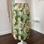 XXI Early 2000's Khaki Green Tan Hawaiian Hawaii Flower Floral Midi Skirt L Size L Photo 2