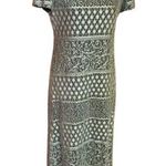 Vtg 90s silver n black Lace maxi dress Photo 0