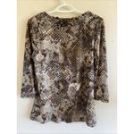 Passports  Brown Snakeskin Snake Print Ruffle Neck Shirt Top Blouse Womens Medium Photo 4