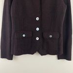 Eileen Fisher Maroon Brown Felted Merino Wool Military Button Up Blazer Jacket Photo 5