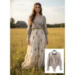 Free People the Eloise Smocked lace Bodysuit in Sage Boho S (see measurements) Photo 1