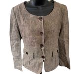 Max Mara Vintage 90s  100% Linen Blazer Sz 2 Made in Italy Brown Check Old Money Photo 1