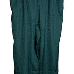 Skies Are Blue  Wide Leg Pant Size 1X Pull‎ On Satin Hunter Green Leopard NWT Photo 0