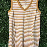 Pact  100% Organic Cotton V Neck Softspun Tank Dress In SoHo Stripe Sz Small NWT Photo 0