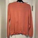 L.L. Bean Size M Coral Lime Green Stripe Lightweight Cotton Button Cardigan Pink Size M Photo 5