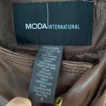 Moda International Brown Leather Jacket with Fur Trim Photo 7