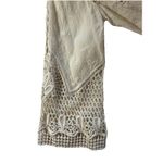 Hint of Mint  Crochet Lace Top Womens Small Ivory Boho Long Sleeve Lace Photo 5