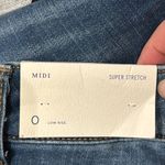 American Eagle  Midi Super Stretch Denim low rise Jean Shorts fringe hem size 0 Photo 10