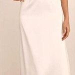 Lulus White Satin Pearl Tie-Back Maxi Dress XL Photo 0