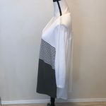 cj banks Women's 3X White and Green Striped Shirt Long Sleeve Knit Photo 3