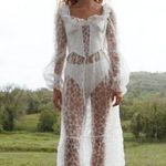 For Love & Lemons  Kalea Tulle Midi Dress in White Size Small NWT Photo 4