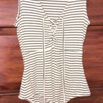 Iris Black And White Stripped Tie Front Body Suit Photo 0