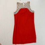 THML  Vibrant Red Mini Dress with Patterned Neckline Photo 1