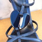 Alexander McQueen heart motif blue leather T-strap sandal size IT 39.5 US 9.5 Photo 3