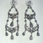 Monet  Silver Tone Clear CZ Chandelier Dangling Pierced Earrings Photo 5