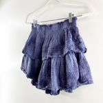 Aerie  Tiered Ruffle Cotton Smocked Waist Tie Dye Mini Skirt Blue Small Photo 5