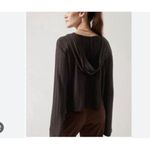 Athleta  Brown Crop Long Bell Sleeve Harmony Hoodie Knit Top Size XXS Photo 1