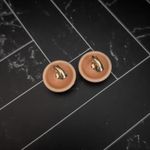 Vintage Clip On Earrings Light Shade of Tan Domed Circle 7/8" Retro Photo 4