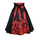 HEMET Gothic Halloween Black & Red Midi Dress Skull‎ Birds Small Steampunk Photo 1
