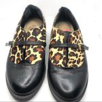 Bella Vita "REESE" BLACK LEATHER AND ANIMAL PRINT FUR SLIP ON LOAFER SHOES (6) Photo 2