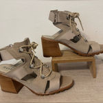 Sorel  Sandals Nadia Taupe Suede Strappy Lace Up Chunky Block Heel Shoes Size 10 Photo 0