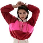 ZARA  Cropped Shearling Retro Colorblock Jacket M Photo 0