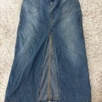 Vintage y2k Levi Strauss Signature Womens Denim Maxi Skirt Button Fly Slit Sz 10 Blue Photo 0