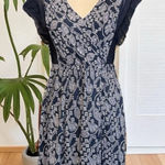 Juicy Couture  Navy Blue & White Paisley Ruffle Sleeve Dress - Size P Photo 0