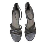 Eileen Fisher Noni Silver Metallic Strappy Block Heel Leather Sandals Size 8.5 Photo 3