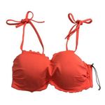 Shade & Shore Ruffle Tie Straps Underwire Molded Cups Coral Orange 32C Photo 0