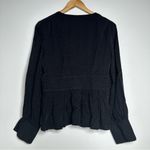 Something Navy  Black Jacquard Dot Long Sleeve Blouse Size Medium Photo 8