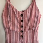 Hem & Thread Women’s  Wide Leg Flowy Striped Jumpsuit Size Medium Open Back Photo 3