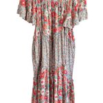 easel  | Boho Floral Off-Shoulder Mixed Print Tiered Swing Midi Dress | Small Photo 0