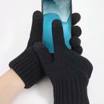 Black Knit Gloves with Faux Fur Lining 3 sets Photo 4