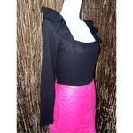 Loft Women’s Black Ribbed Longsleeve Top Flutter Shoulders MEDIUM Photo 1