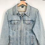 Harley Davidson Vintage Embroidered Logo Zip Up Denim Jacket Jean Trucker 90's Photo 6