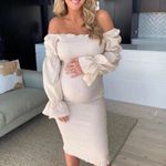 SNDYS Gingham Courtney Dress in Cream With Puff Sleeves Size 4 Photo 4