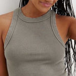 Aerie  Free Spirit Ribbed Tank Top Size XL Green Photo 0
